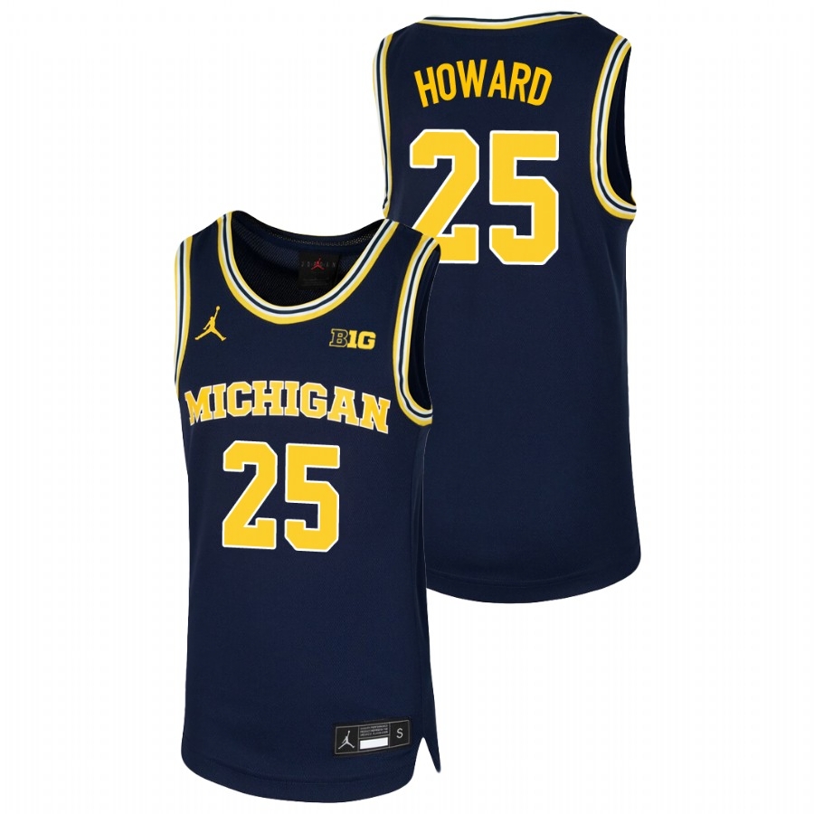 Michigan Wolverines Youth NCAA Jace Howard #25 Navy Replica College Basketball Jersey EIT3049FT